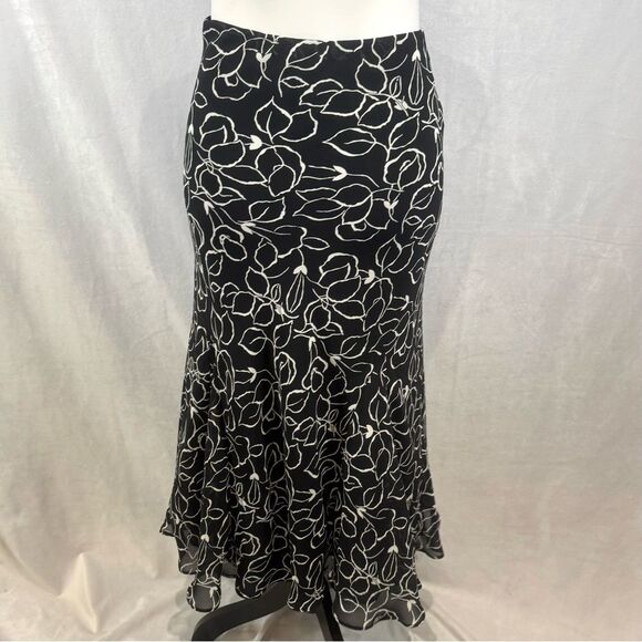 Chaps by Ralph Lauren black and white flowy sheer layered maxi skirt size large - Picture 5 of 7